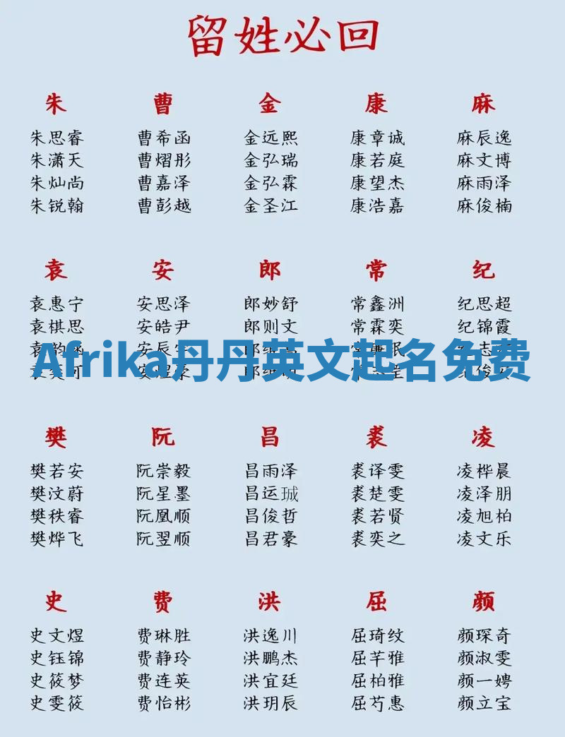 Afrika丹丹英文起名免费
