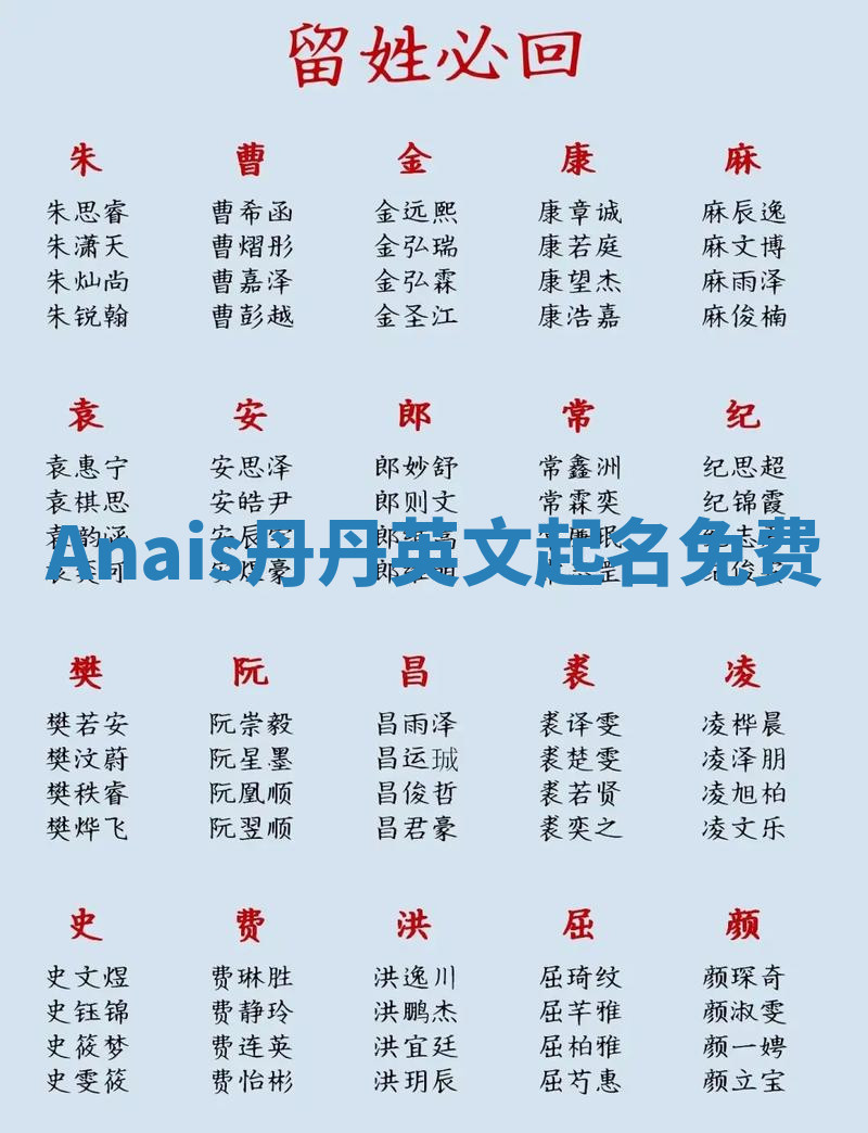 Anais丹丹英文起名免费