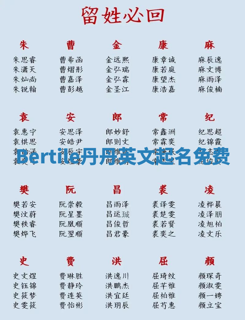 Bertile丹丹英文起名免费 Bertile丹丹英文起名免费
