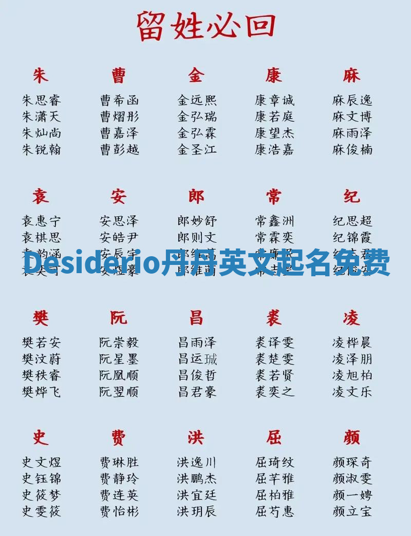 Desiderio丹丹英文起名免费 Desiderio丹丹英文起名免费