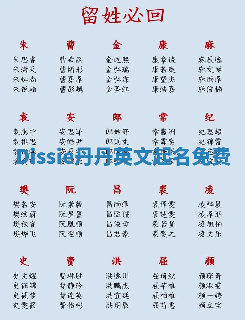 Dissie丹丹英文起名免费 Dissie丹丹英文起名免费