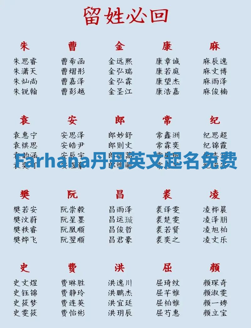 Farhana丹丹英文起名免费 Farhana丹丹英文起名免费