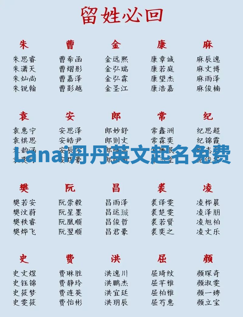 Lanai丹丹英文起名免费 Lanai丹丹英文起名免费