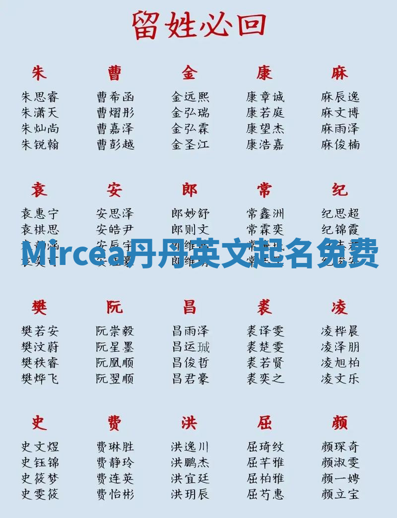 Mircea丹丹英文起名免费