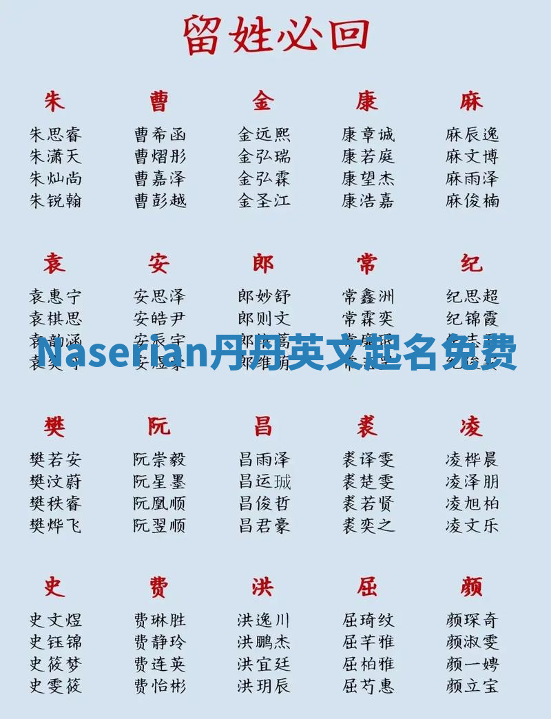 Naserian丹丹英文起名免费 Naserian丹丹英文起名免费