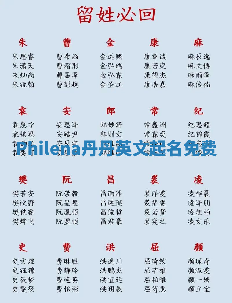 Philena丹丹英文起名免费 Philena丹丹英文起名免费