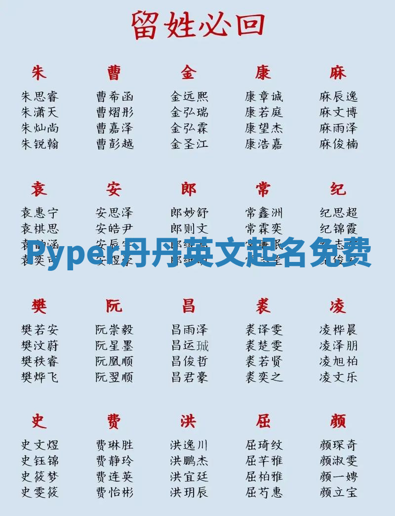 Pyper丹丹英文起名免费 Pyper丹丹英文起名免费