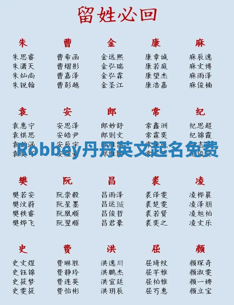 Robbey丹丹英文起名免费