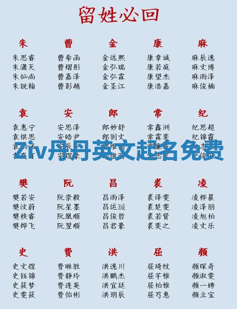 Ziv丹丹英文起名免费 Ziv丹丹英文起名免费